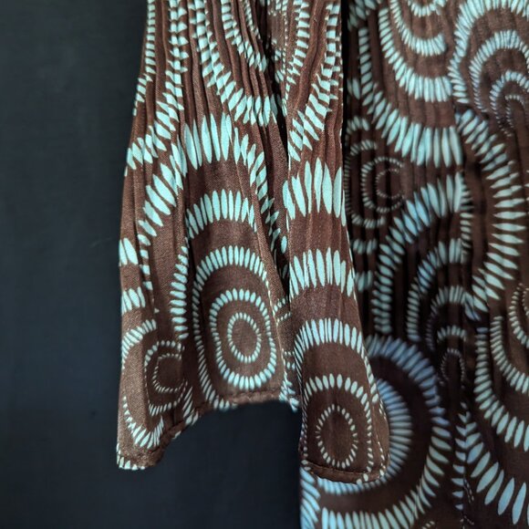 Sere Nade New York Brown and Blue Button Down Light Weight Blouse XL - Picture 4 of 5